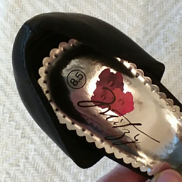 Misty black satin peep toe heels with rhin… - Picture 7 of 7